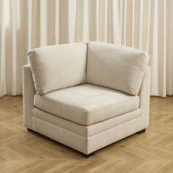 Chauffeuse d'angle BILLIE 1 place tissu chenille beige