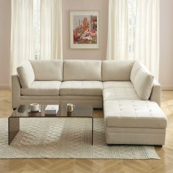 Chauffeuse d'angle BILLIE 1 place tissu chenille beige