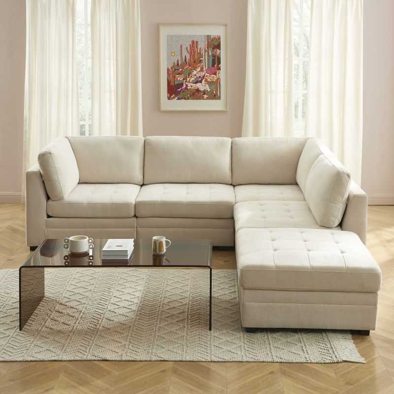 Chauffeuse d'angle BILLIE 1 place tissu chenille beige