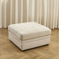 Pouf BILLIE tissu chenille beige
