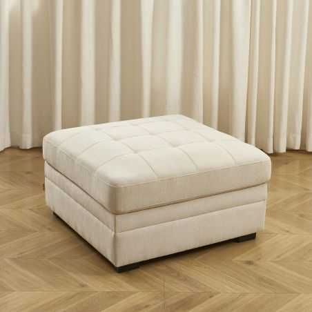 Pouf BILLIE tissu chenille beige