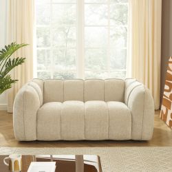 Canapé droit MATILDA 2 places tissu chenille beige