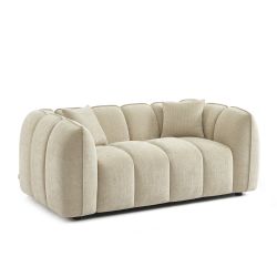 Canapé droit MATILDA 2 places tissu chenille beige