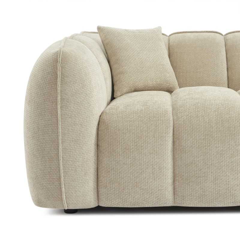 Canapé droit MATILDA 2 places tissu chenille beige