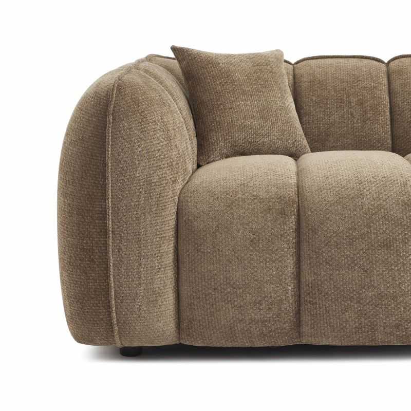 Canapé droit MATILDA 2 places tissu chenille marron