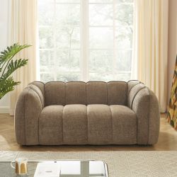 Canapé droit MATILDA 2 places tissu chenille marron