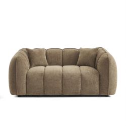 Canapé droit MATILDA 2 places tissu chenille marron