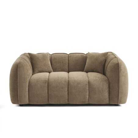 Canapé droit MATILDA 2 places tissu chenille marron