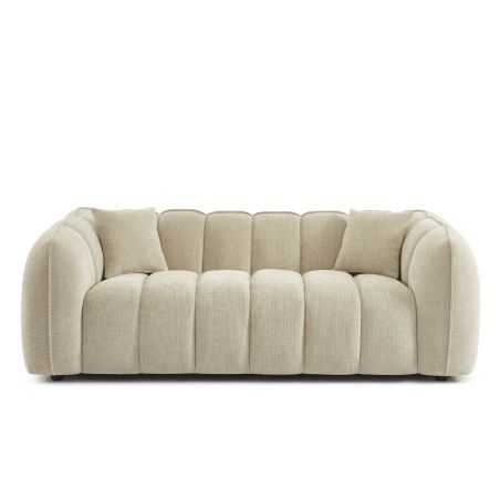 Canapé droit MATILDA 3 places tissu chenille beige