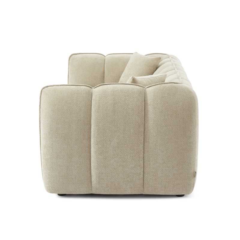 Canapé droit MATILDA 3 places tissu chenille beige