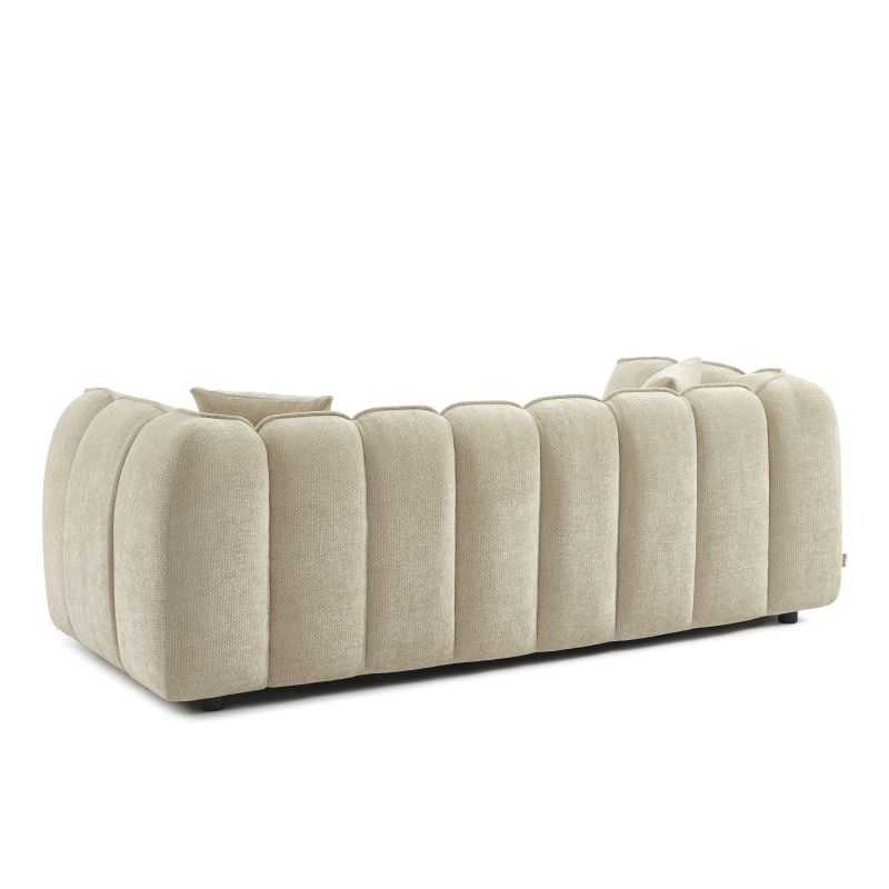 Canapé droit MATILDA 3 places tissu chenille beige