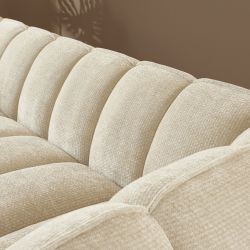 Canapé droit MATILDA 3 places tissu chenille beige