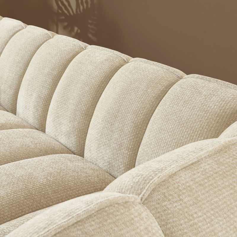 Canapé droit MATILDA 3 places tissu chenille beige