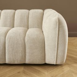 Canapé droit MATILDA 3 places tissu chenille beige