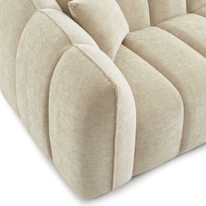 Canapé droit MATILDA 3 places tissu chenille beige