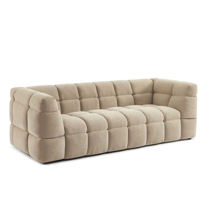 Canapé droit MOODY 3 places tissu lin beige