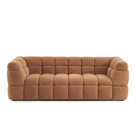 Canapé droit MOODY 3 places tissu lin écureuil