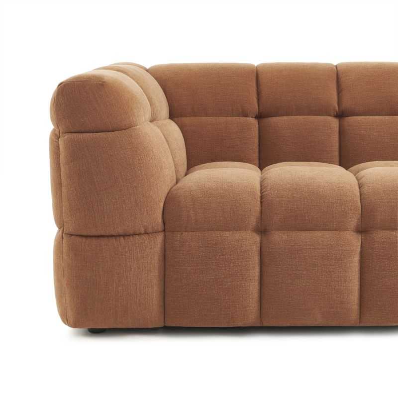 Canapé droit MOODY 3 places tissu lin écureuil