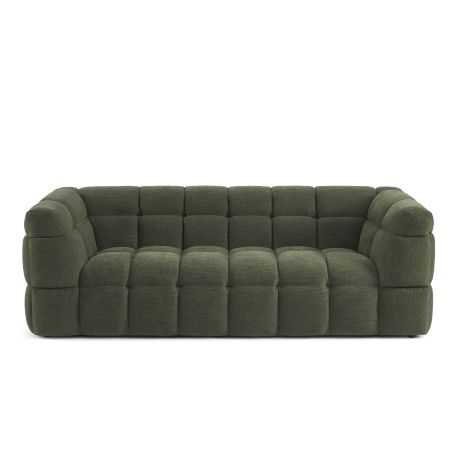 Canapé droit MOODY 3 places tissu lin vert