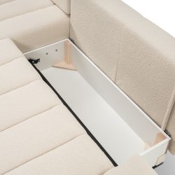 Canapé d'angle gauche convertible BELEM 4/5 places tissu bouclette écru