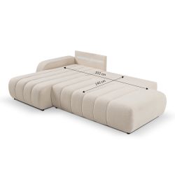 Canapé d'angle gauche convertible BELEM 4/5 places tissu bouclette écru