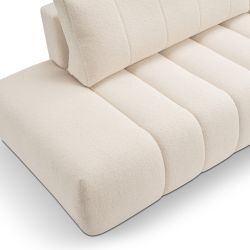 Canapé d'angle droit convertible BELEM 4/5 places tissu bouclette écru