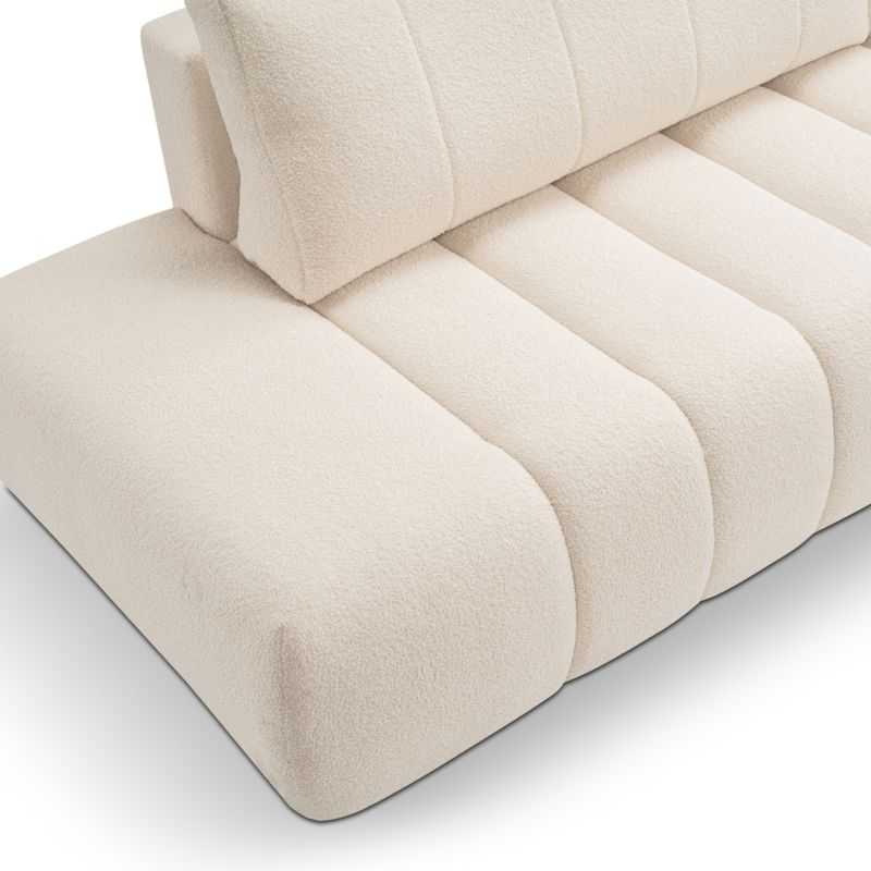 Canapé d'angle droit convertible BELEM 4/5 places tissu bouclette écru