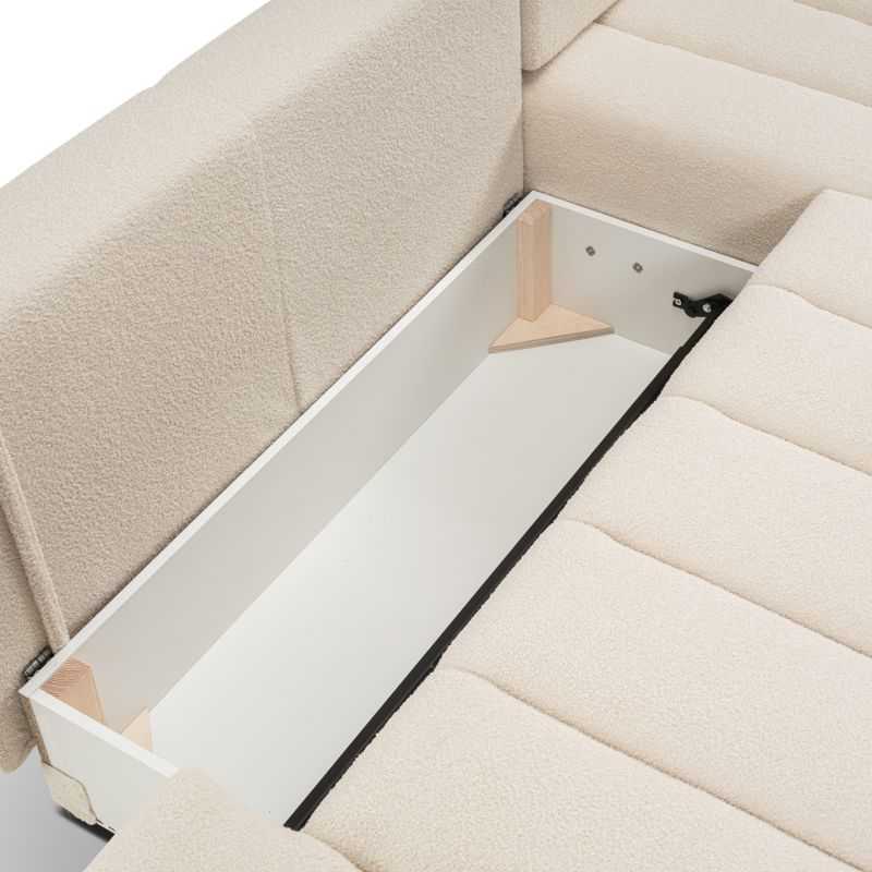 Canapé d'angle droit convertible BELEM 4/5 places tissu bouclette écru