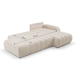 Canapé d'angle droit convertible BELEM 4/5 places tissu bouclette écru
