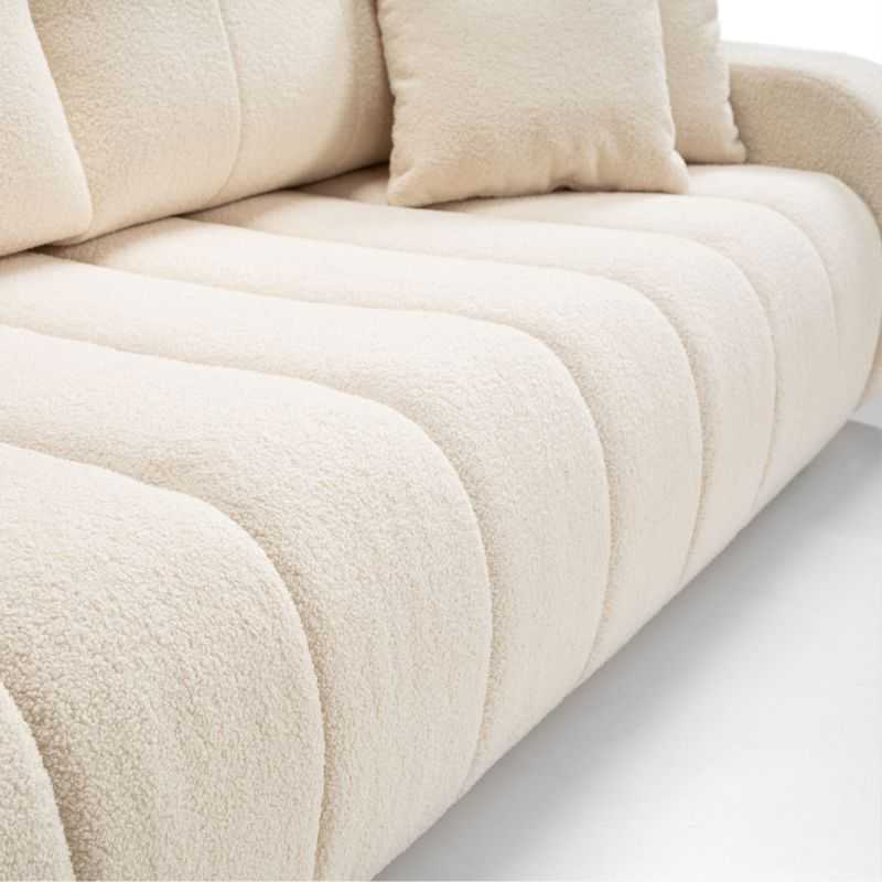 Canapé droit convertible BELEM 3 places tissu bouclette écru