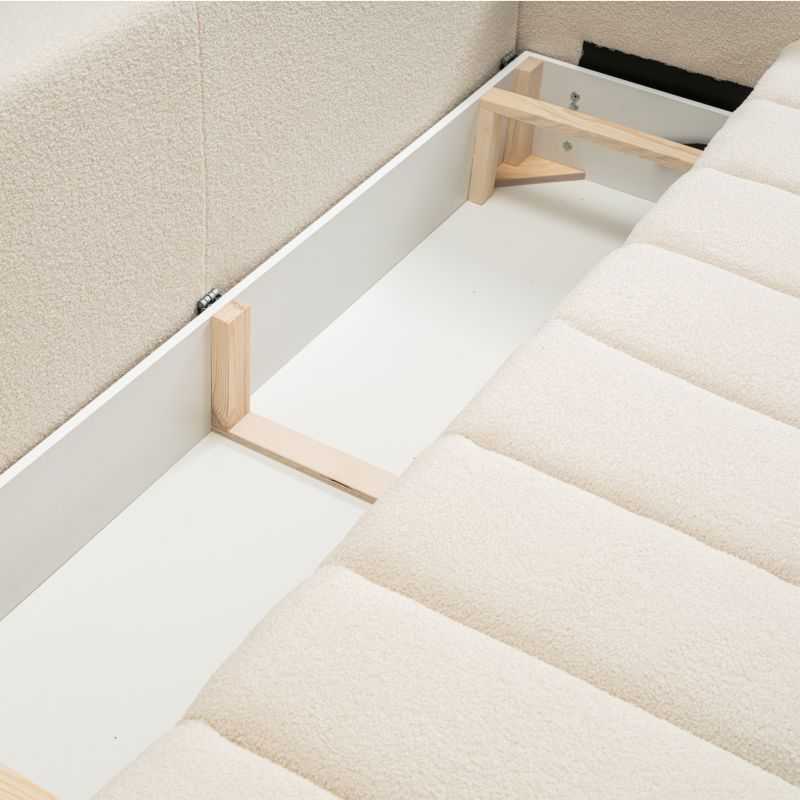 Canapé droit convertible BELEM 3 places tissu bouclette écru