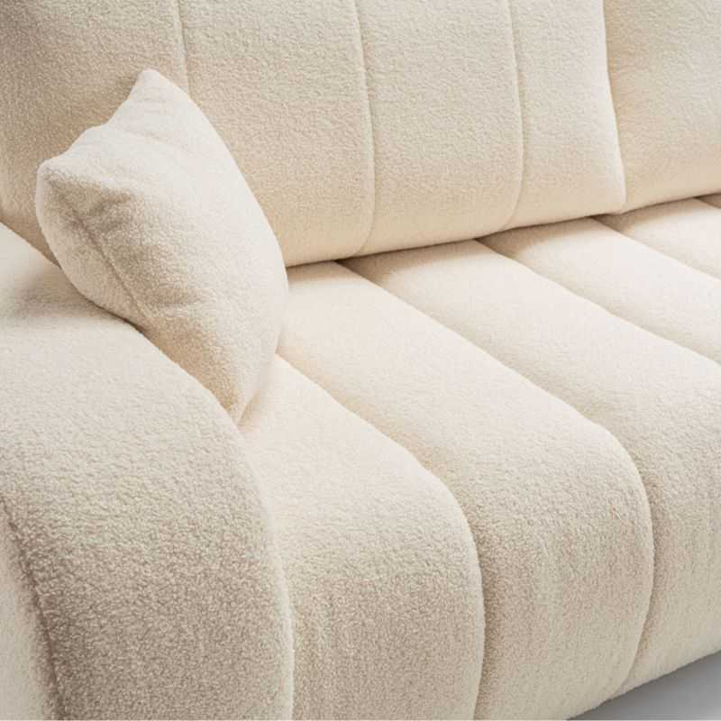 Canapé droit convertible BELEM 3 places tissu bouclette écru