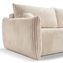 Canapé droit convertible GLORIA 3 places velours côtelé écru