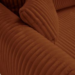 Canapé droit convertible GLORIA 3 places velours côtelé terracotta