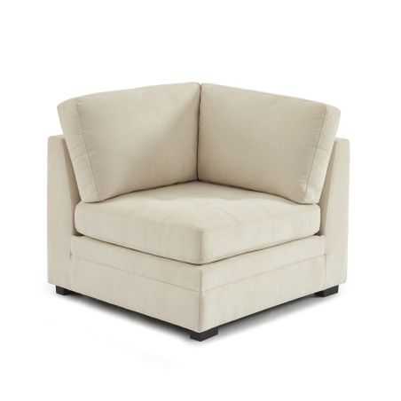 Chauffeuse d'angle BILLIE 1 place tissu chenille beige