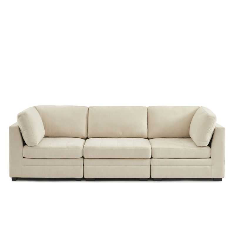 Chauffeuse d'angle BILLIE 1 place tissu chenille beige