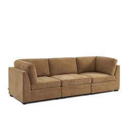 Chauffeuse d'angle BILLIE 1 place tissu chenille écureuil