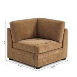 Chauffeuse d'angle BILLIE 1 place tissu chenille écureuil