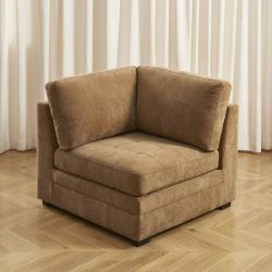 Chauffeuse d'angle BILLIE 1 place tissu chenille écureuil