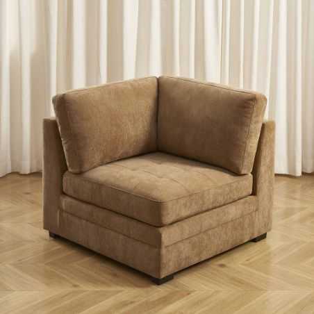 Chauffeuse d'angle BILLIE 1 place tissu chenille écureuil