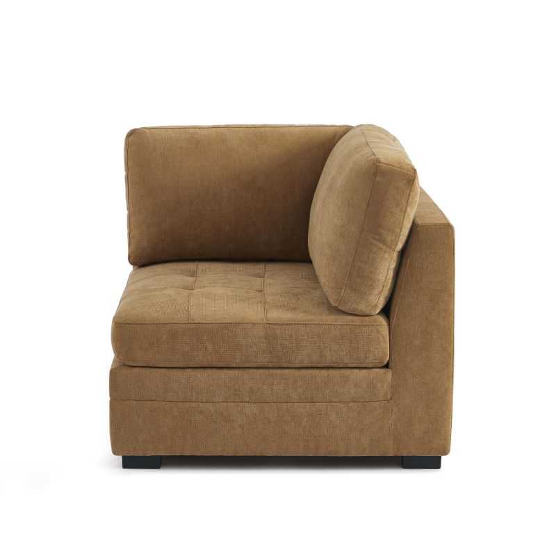 Chauffeuse d'angle BILLIE 1 place tissu chenille écureuil