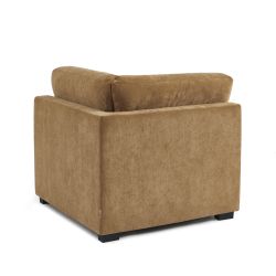 Chauffeuse d'angle BILLIE 1 place tissu chenille écureuil