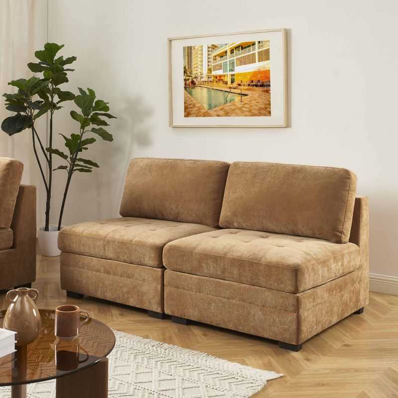 Chauffeuse BILLIE 1 place tissu chenille écureuil