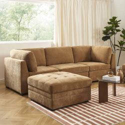 Pouf BILLIE tissu chenille écureuil