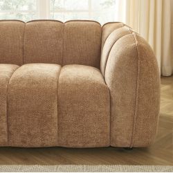 Canapé droit MATILDA 2 places tissu chenille terracotta