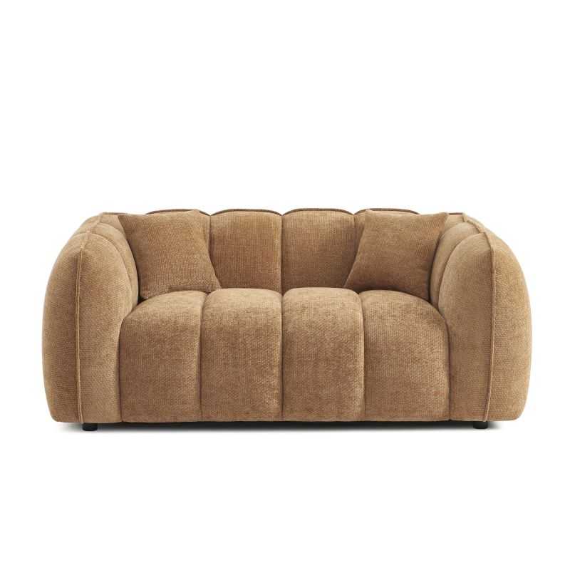 Canapé droit MATILDA 2 places tissu chenille terracotta