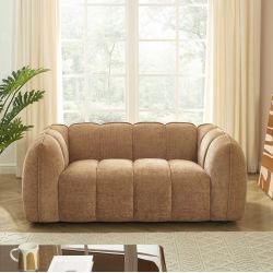 Canapé droit MATILDA 2 places tissu chenille terracotta