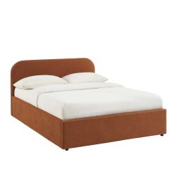 Lit coffre MOKA tissu rouille 140x190 sommier inclus