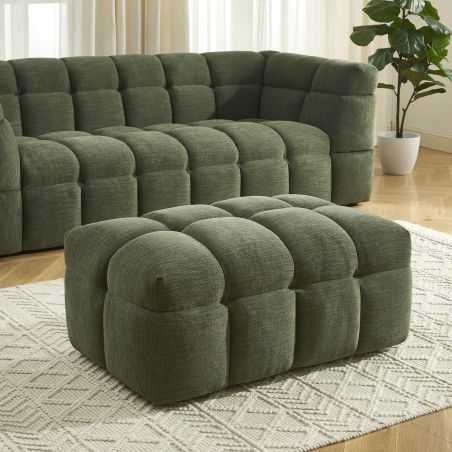 Pouf MOODY tissu lin vert