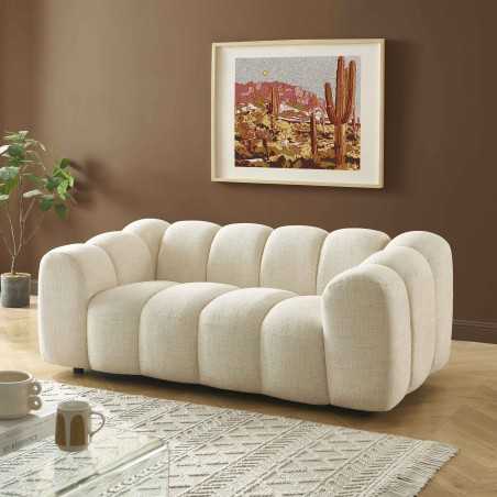 Canapé droit SUNNY 2 places tissu tweed écru